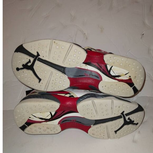 Nike Air Jordan VIII Retro Countdown Boys Preowned White/Gry/Red Sneakers-sz. 5Y - Picture 5 of 5